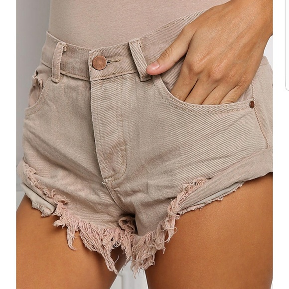 Burgundy Wine Frayed Bandit Style Cuffed Shorts - Picture 6 of 7